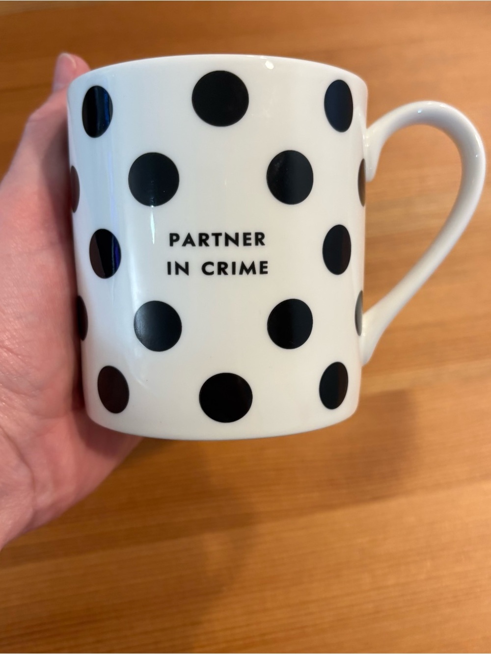 Kate Spade Lenox Chic Speak Partner in Crime Coffee Mug Cup 10oz Polka Dots NWT